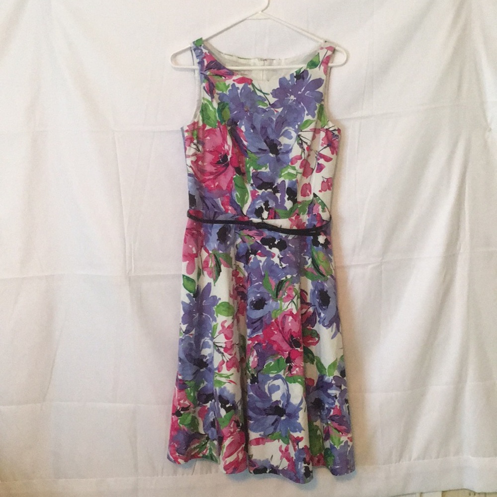 Kasper Dress Floral Dress Pink. Purple Green (233)